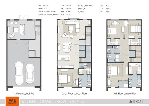 Floor plan for 4 beds, 3.5 baths, 2368 sqft